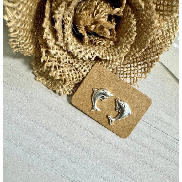 Jewelry - Dolphin Earrings , Dolphin Stud Earrings, 925 Silver Stud Earrings , Beach Stud